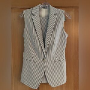 Express White & Blue Striped Vest and pant set
